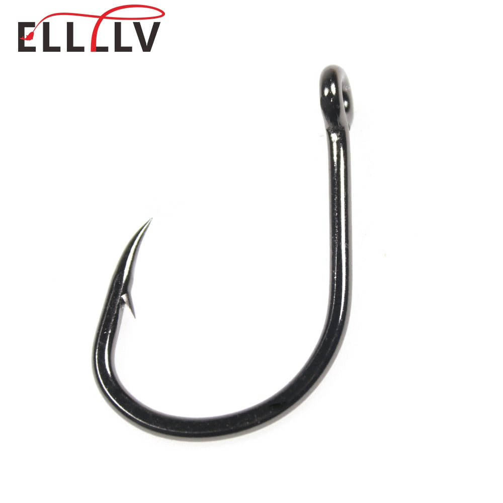 Elllv 20PCS Black/Red Baitholder Fishing Hook Offset Narrow Bait Hook #14 -  5/0 Double Barbs High Carbon Steel Fish Hooks