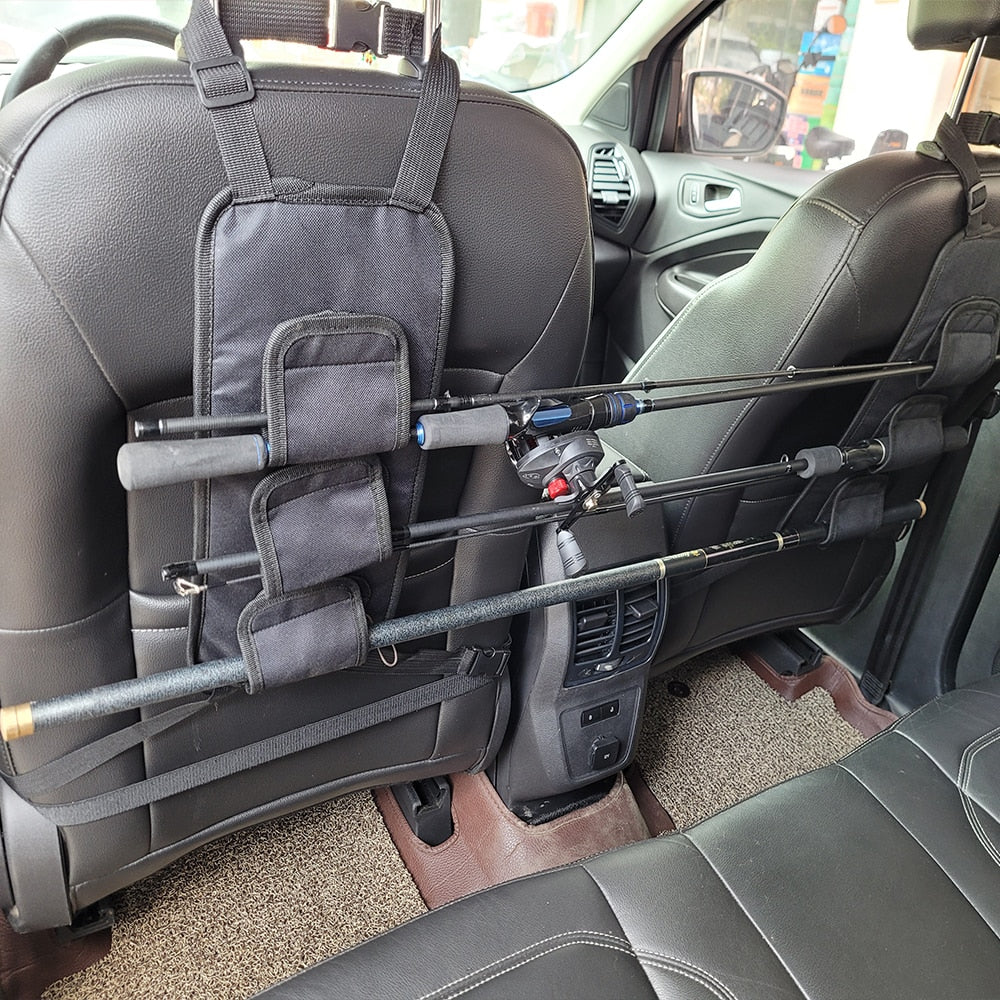 fishing rod storage rack in vehicle